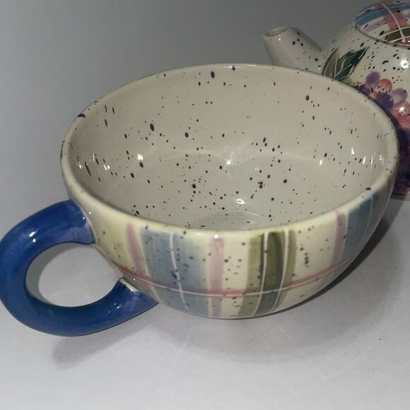 Julie Ueland tea for one 3 piece set floral teapot & cup vintage Enesco 1999 - Picture 4 of 8